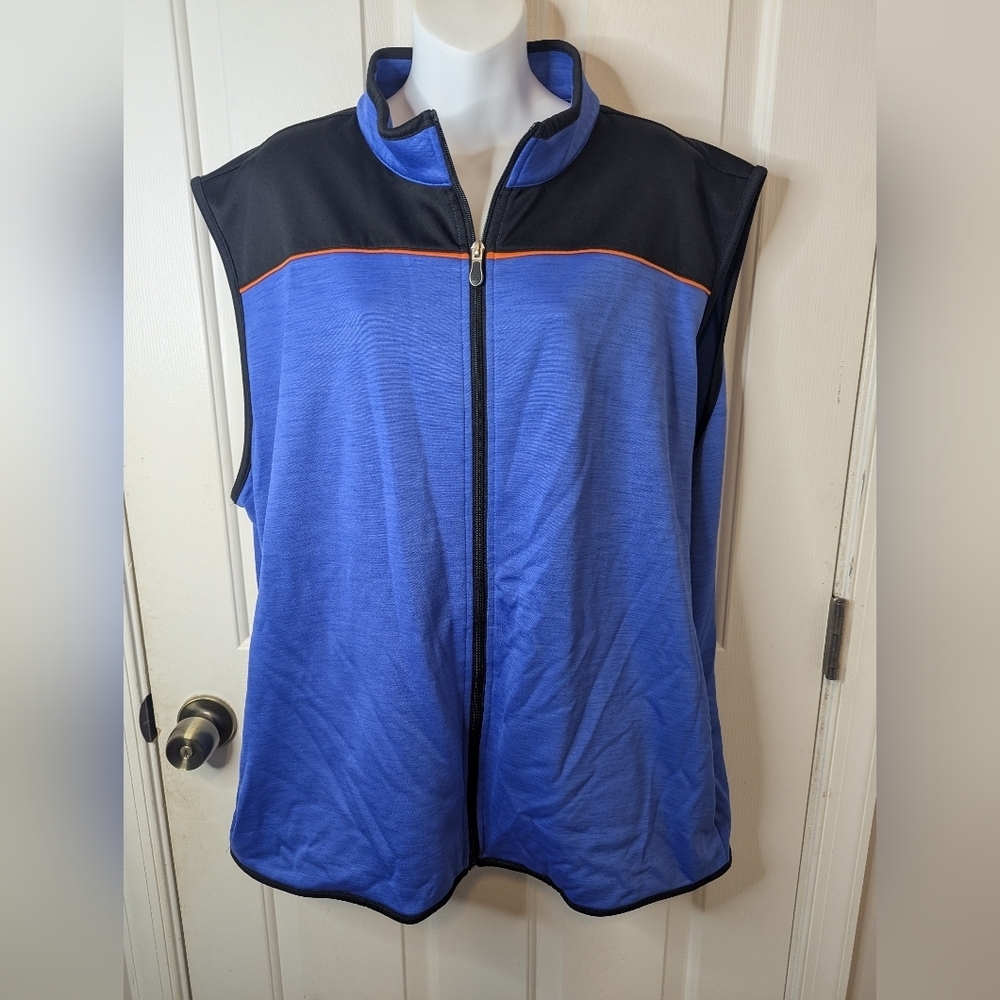 Bolle Golf Vest Thermal Men's Size XXL Blue Black Orange Trim Full Zipper